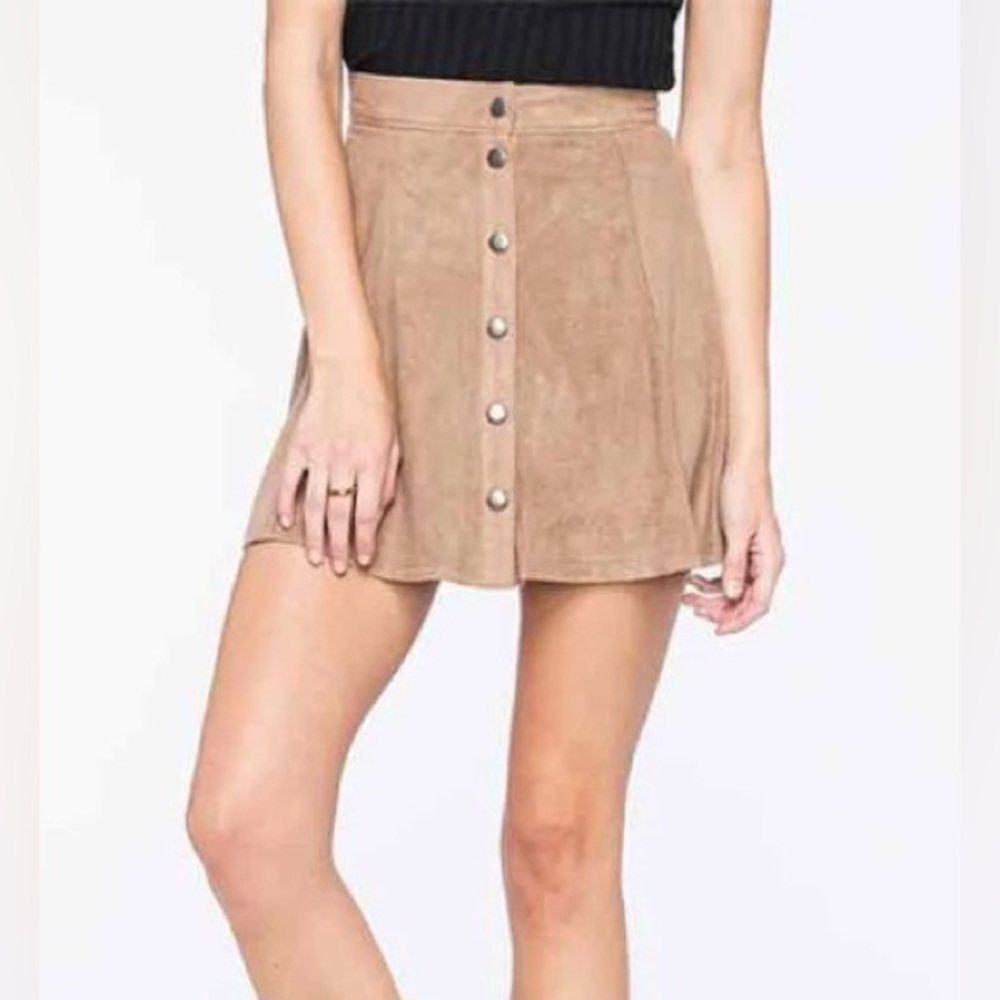 Full Tilt Brown/Tan Suede Button Skirt Small